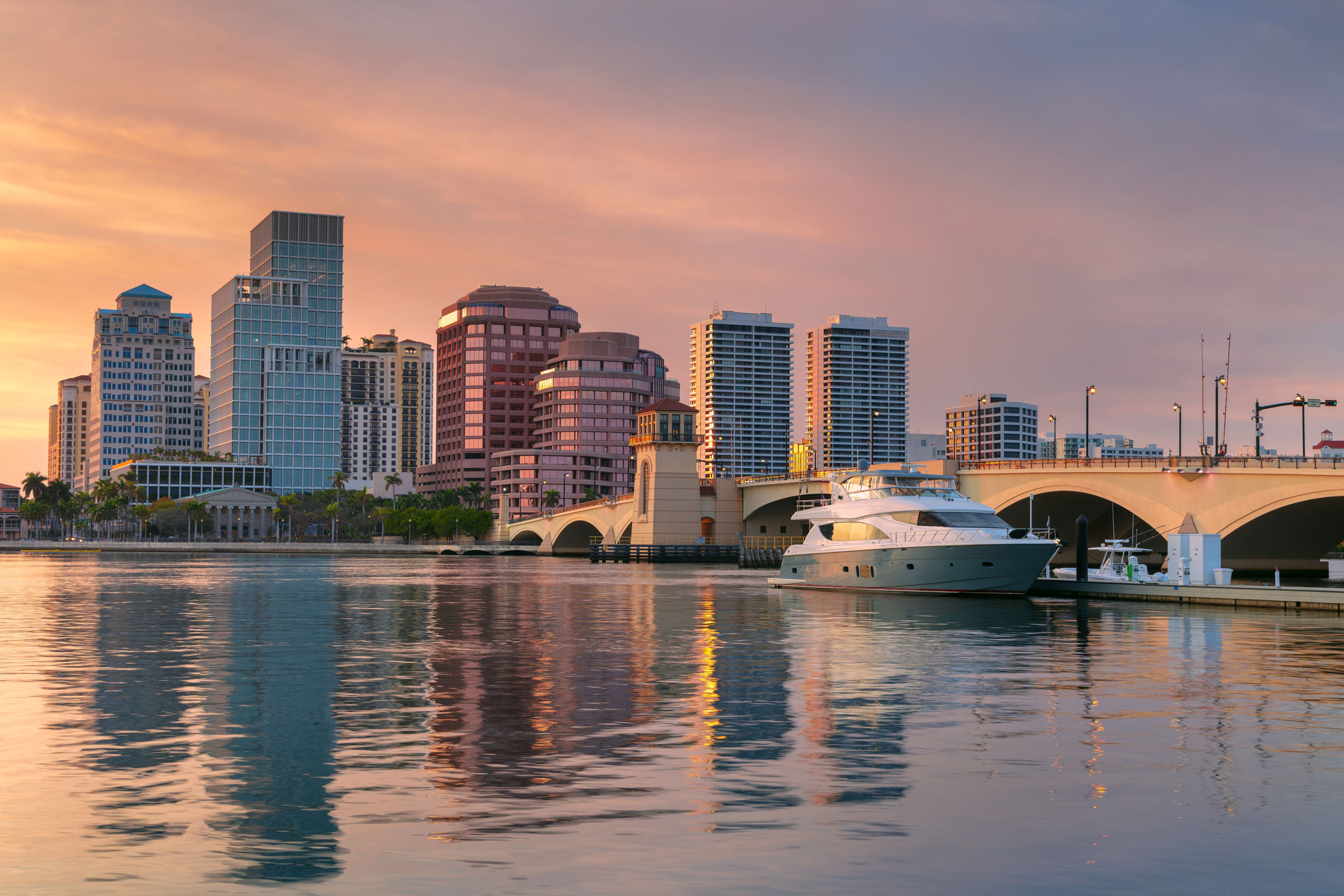 Palm Beach business skyline aerial view