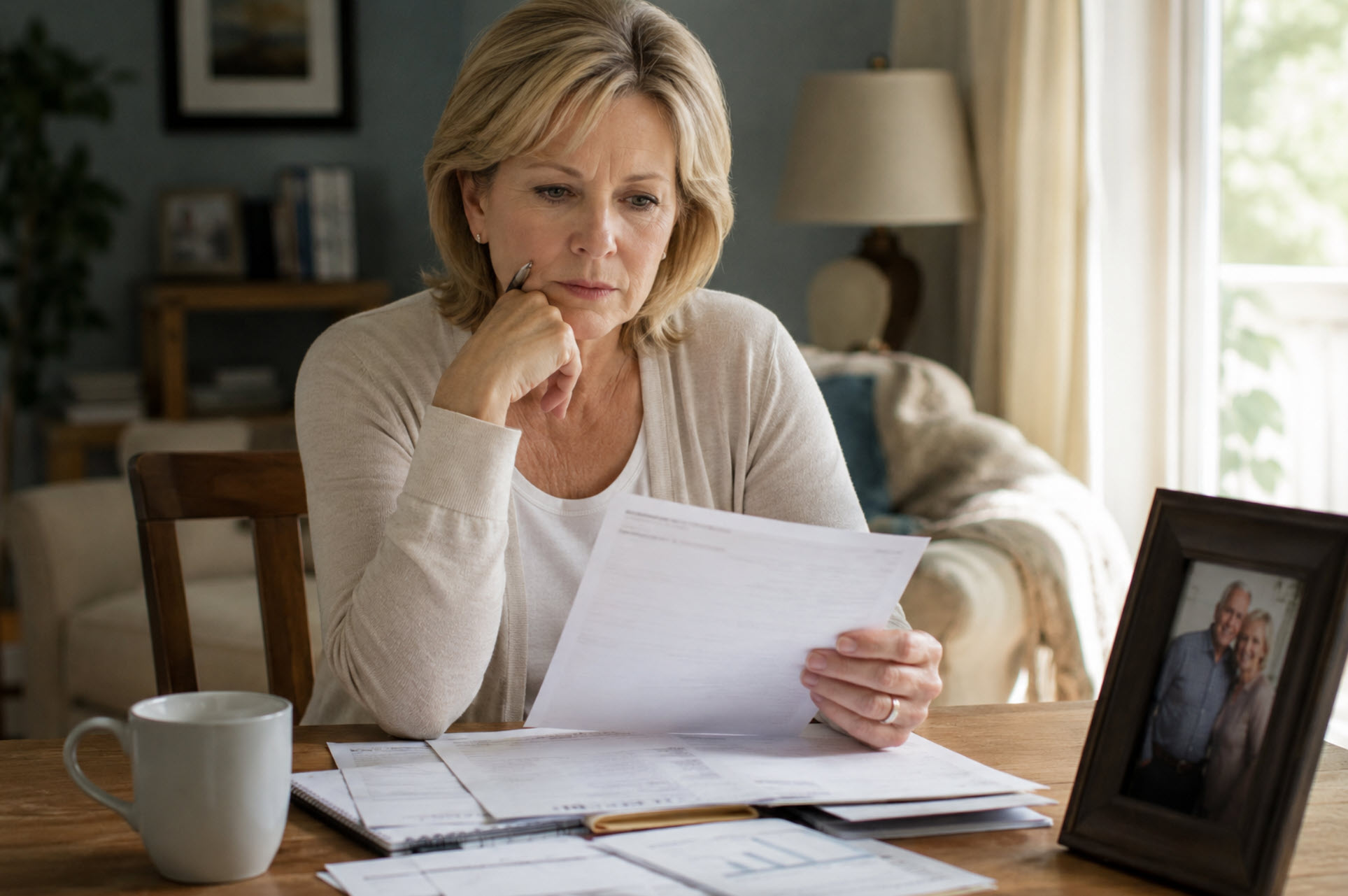 Woman reviewing financial plan during a life transition